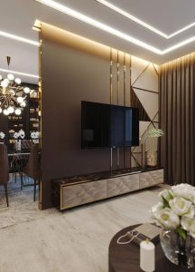 طراحی دیوار پشت تلویزیون با سرامیک