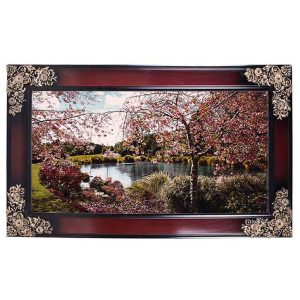 تابلو فرش ماشینی طرح منظره برکه بهاری