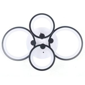 لوستر و چراغ سقفی مدرن فلزی مشکی حلقه ای دایره ای 4 حلقه ارتفاع 15 سانتیمتر برند ام کی لایتینگ