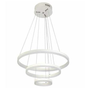 لوستر و چراغ آویز مدرن پلکسی سفید حلقه ای دایره ای 3 حلقه ارتفاع 100 سانتیمتر