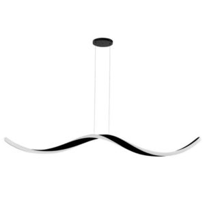 لوستر و چراغ آویز مدرن خطی آلومینیومی سفید مشکی طرح پیچ و موج ارتفاع 80 سانتیمتر برند ایریک نور
