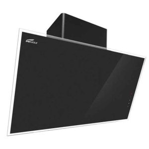 هود مدرن مورب مشکی یک موتوره شیشه ای با فیلتر آلومینیومی و محدوده سایز 85 و بزرگ تر از 85 سانتیمتر برند ایگل