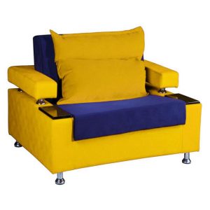 مبل تخت خواب شو یک نفره زرد آبی مدرن کلاف استیل، در رنگبندی متنوع و دارای عرض نشیمن 80 سانتیمتر