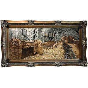 قیمت و خرید تابلو فرش دستباف تبریز طرح منظره کوچه باغ با تراکم 55 رج، دارای قاب در رنگ قهوه ای، مخصوص نصب روی دیوار