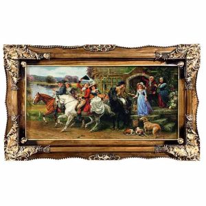 قیمت و خرید تابلو فرش ماشینی کاشان طرح بدرقه با تراکم 75 رج، دارای قاب در رنگ طلایی، مخصوص نصب روی دیوار