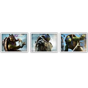 قیمت و خرید تابلو اتاق کودک و نوزاد پسرانه سه تکه، طرح کارتونی لاک پشت های نینجا در رنگ آبی و سبز، از جنس پی وی سی و مخصوص نصب روی دیوار