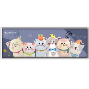 قیمت و خرید تابلو اتاق کودک و نوزاد دخترانه یک تکه، طرح گربه ها در رنگ بنفش تیره و کرم، از جنس پی وی سی و مخصوص نصب روی دیوار
