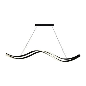خرید و قیمت آویز و لوستر خطی طرح پیچ موج دار فانتزی، از جنس آلومینیوم و رنگ بدنه مشکی و سفید، با ارتفاع 70 سانتیمتر و قابلیت تعویض لامپ، برند چشمه نور