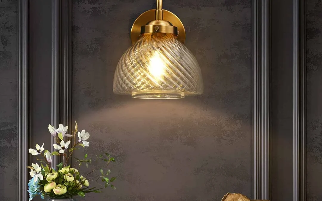 چراغ دیواری و دیوارکوب وینتیج طلایی شیشه ای
