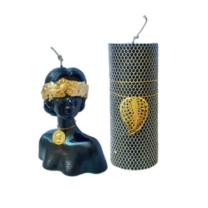 شمع دست ساز مدل استوانه وناتالی مجموعه 2 عددی