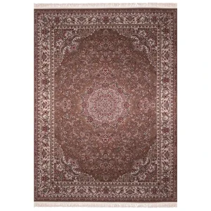 فرش ماشینی زمرد مشهد مدل بهشت زمینه گردویی