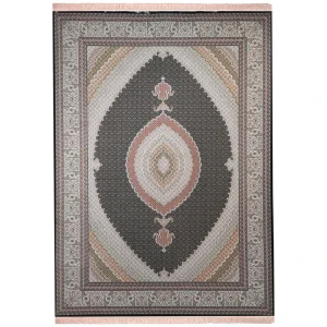 فرش ماشینی فرش مشهد طرح ماهی زمینه سورمه ای