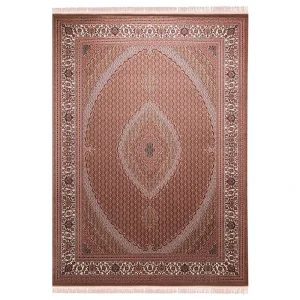 فرش ماشینی زمرد مشهد مدل ریز ماهی زمینه بژ