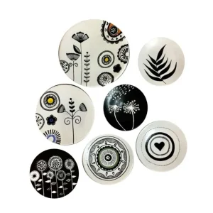 بشقاب دیوارکوب سفالی طرح مینیمال کد 56 مجموعه 7 عددی