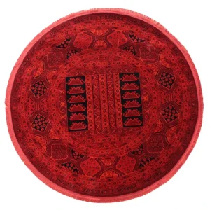 فرش ماشینی 700 شانه فرش بزرگمهر زمینه قرمز حاشیه لاکی مدل گرد