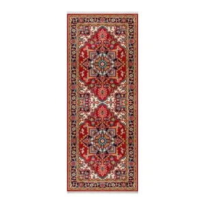 فرش ماشینی زانیس مدل کناره سنتی طرح هریس زمینه لاکی