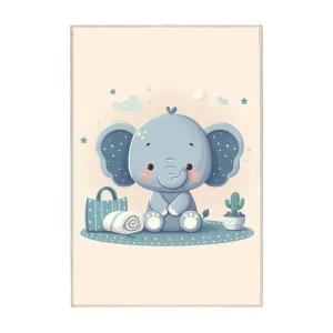 فرش ماشینی 1000 شانه زمینه کرم حاشیه طوسی اورکوم مدل نانو چاپ بدون پرز طرح اتاق کودک کد kids.9017.01