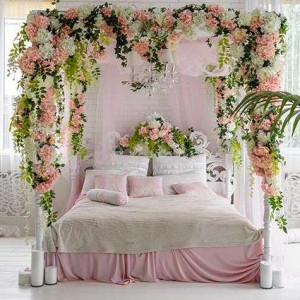 تزیین اتاق خوب عروس با تاج گل