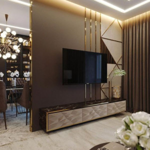 طراحی دیوار پشت تلویزیون با سرامیک