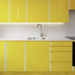 کابینت زرد ام دی اف مات در دکوراسیون آشپزخانه مدرن