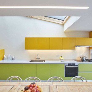 کابینت زرد و سبز روشن ام دی اف مات در دکوراسیون آشپزخانه مدرن