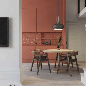 کابینت قرمز ام دی اف مات در دکوراسیون آشپزخانه مدرن