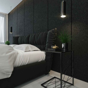 دکوراسیون سفید مشکی اتاق خواب مدرن