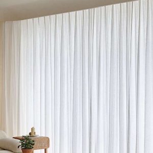 پرده تیکو دکو مدل پلیسه کتان شفاف افکت دار سایز 100x280 سانتی متر